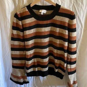 Harlyn Striped Flare-wrist Pullover Sweater